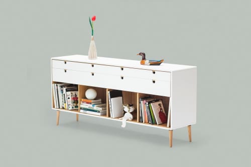 Commode, Dresser, Credenza in Solid Oak Wood Board | Storage by Manuel Barrera Habitables. Item made of walnut