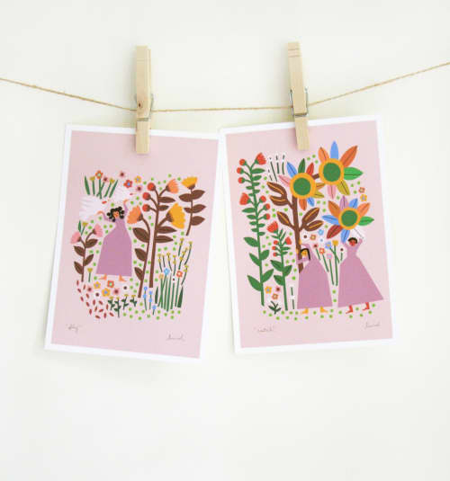 Mother Nature Set - Catch and Fly | Prints by Leah Duncan. Item composed of paper compatible with mid century modern and contemporary style