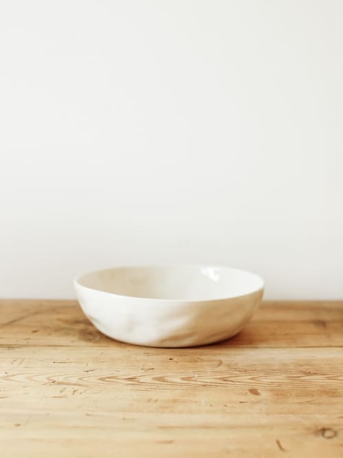 Medium Serving Bowl in Milk | Serveware by Barton Croft. Item made of stoneware works with country & farmhouse & japandi style