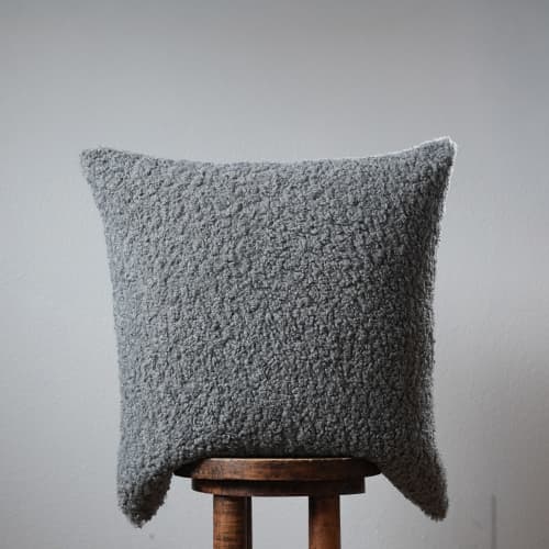 Curly Grey Boucle Pillow 22x22 | Pillows by Vantage Design