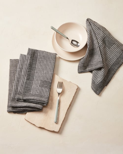 Windows Napkin - Charcoal | Linens & Bedding by MINNA