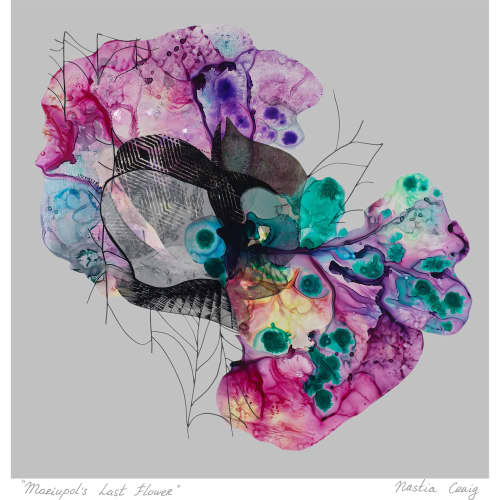 Mariupol's Last Flower-PRINT | Prints in Paintings by Nastia Craig. Item made of paper