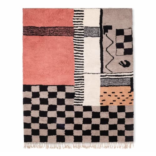 Handmade CHECKERED berber rug, Moroccan boujad rug | Area Rug in Rugs by Benicarpets