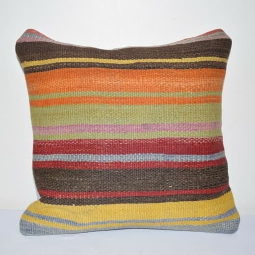 14" X 14" Wool Chair Throw Cushion with Traditional | Sham in Linens & Bedding by Vintage Pillows Store. Item composed of cotton and fiber