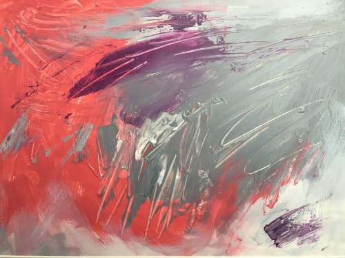 Violet Fog | Oil And Acrylic Painting in Paintings by Eugenie Diserio. Item composed of paper and synthetic in mid century modern or contemporary style