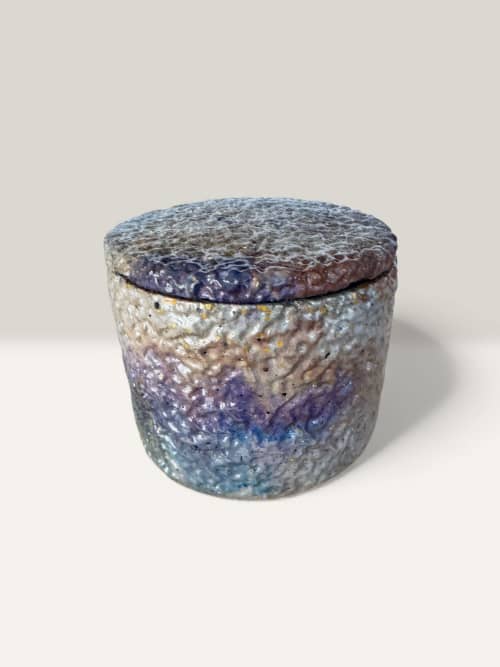 Twilight Pebble – Taupe & Indigo Concrete Jar | Decorative Objects by RAW & UNIQ
