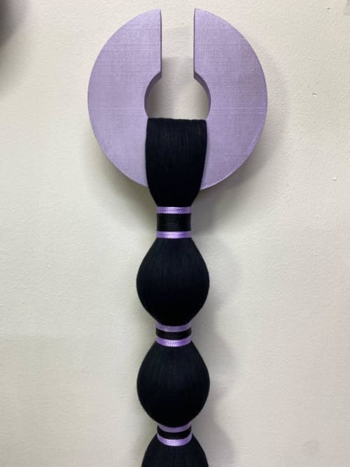 Modern Macrame Wall Hanging, Black and Lavender Boho Wall Decor, Geometric Fiber Art, 60cm Cotton Tassel Decor, Minimalist Home Gift | Wall Hangings by RavaTapestryArt