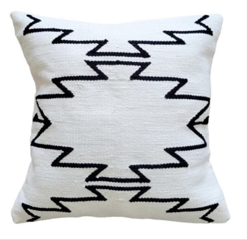 White Cleo Handwoven Cotton Decorative Throw Pillow Cover | Cushion in Pillows by Mumo Toronto. Item composed of cotton