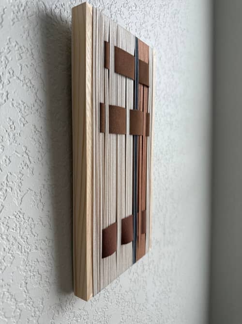 Woven Tile - String Theory- Suede and Grey #1 | Wall Sculpture in Wall Hangings by Mpwovenn Fiber Art by Mindy Pantuso