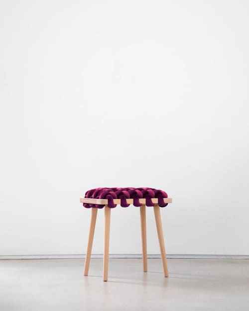 Burgundy Woven Stool | Chairs by Knots Studio