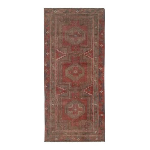 Vintage Tribal Geometric Caucasian Runner Rug Hand-Knotted | Area Rug in Rugs by Vintage Pillows Store. Item made of fiber