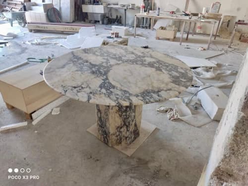 Calacatta Viola Marble Dining Table - Custom Order | Tables by AEGEAN MARBLE ARTISAN ATELIER