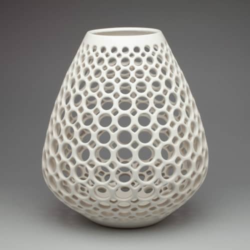 Teardrop Wide Lace Vessel | Ornament in Decorative Objects by Lynne Meade. Item composed of stoneware