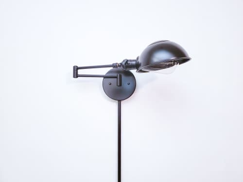 Plug in Swing Arm, Adjustable Wall Light, Industrial Sconce | Sconces by Retro Steam Works. Item composed of metal in industrial style