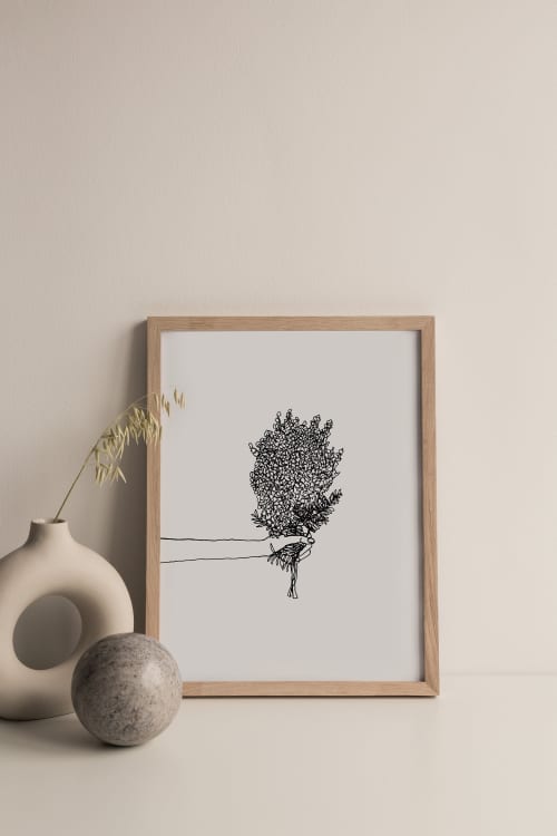 Floral Line Drawing Art Print, Bunch of Flowers Wall Art | Prints by Carissa Tanton. Item composed of paper