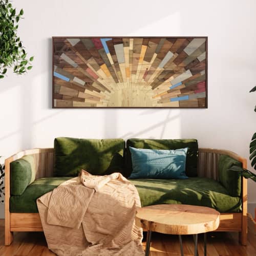 LARGE Caribbean Sunrise 3D | Wall Sculpture in Wall Hangings by StainsAndGrains. Item composed of wood in contemporary or industrial style