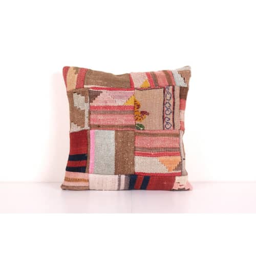 Handmade Patchwork Kilim Pillow, Traditional Organic Cushion | Pillows by Vintage Pillows Store