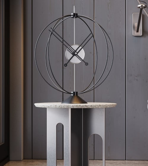 Atom 35 | Clock in Decorative Objects by MCLOCKS. Item made of oak wood with steel