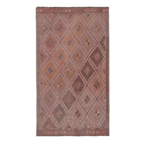 Diamond Pattern Kilim Rug Turkish Mid Century Embroided | Area Rug in Rugs by Vintage Pillows Store. Item made of cotton with fiber