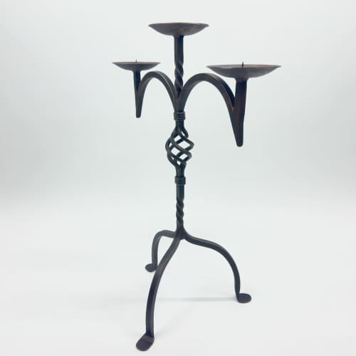 Hand Forged Iron Candelabra 23″ (58cm) | Candle Holder in Decorative Objects by edecrawzFC