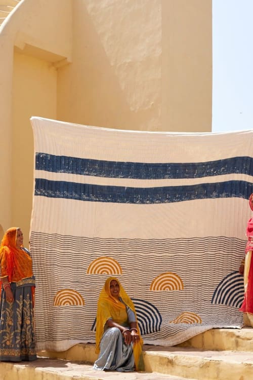 Spiral Sunset Quilt (Reverse) | Linens & Bedding by CQC LA. Item made of cotton