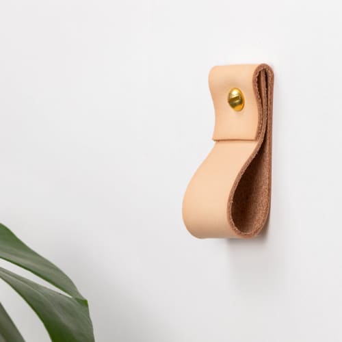 Small Leather Wall Strap [Flat End] | Storage by Keyaiira | leather + fiber | Artist Studio in Santa Rosa. Item composed of leather