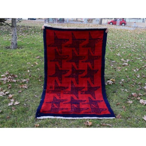 Vintage Angora Wool Red Mohair Tulu Rug - Organic Shaggy | Area Rug in Rugs by Vintage Pillows Store. Item composed of fabric