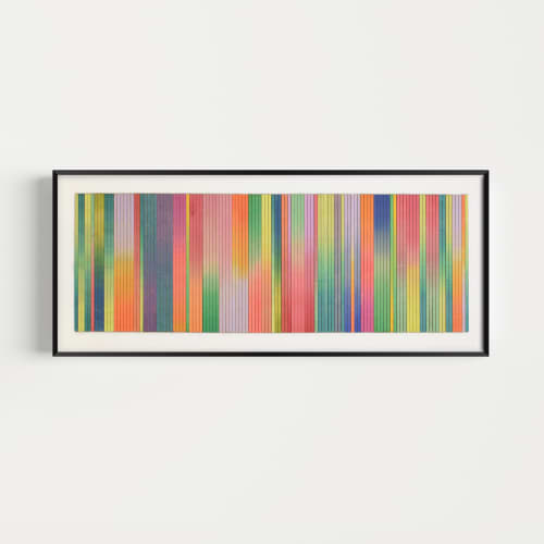 Irregular Narrow Stripe Colour Study Painting, Landscape Ombre | Mixed Media in Paintings by Amelia Coward