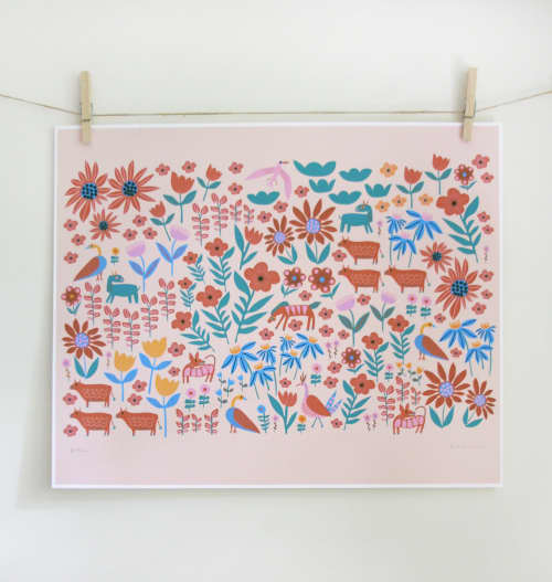 Folklore Peach Print | Prints by Leah Duncan. Item composed of paper in mid century modern or contemporary style