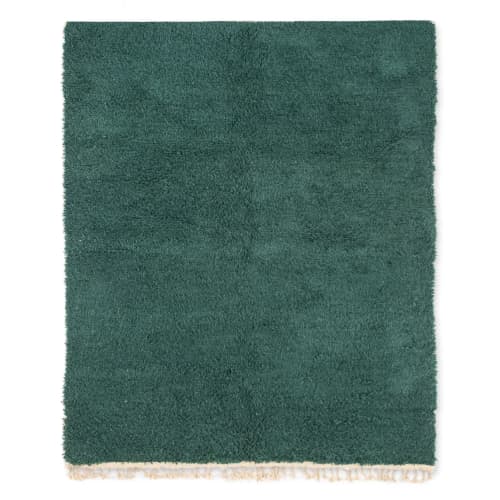 handmade berber shep wool green moroccan boujad rug | Area Rug in Rugs by Benicarpets