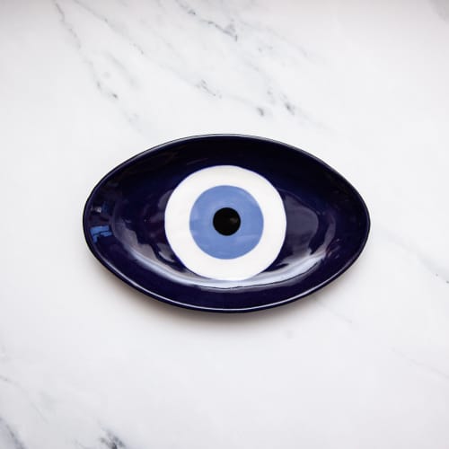 Nazar Evil Eye Oval Tray | Decorative Tray in Decorative Objects by Melike Carr