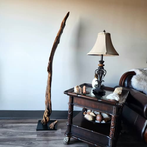 Tall Driftwood Art Sculpture "Hooked Up" | Sculptures by Sculptured By Nature  By John Walker. Item composed of wood compatible with minimalism style