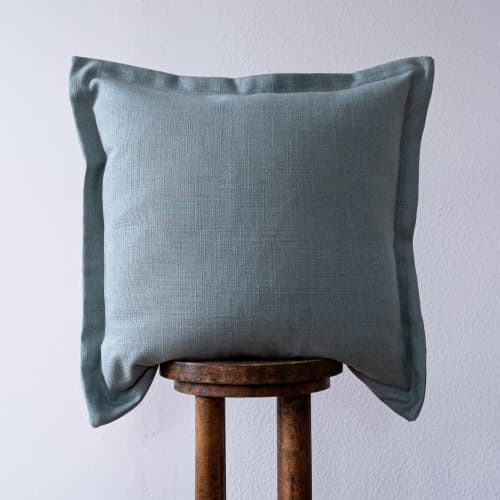 Light Blue Linen with Wide Flange Pillow 22x22 | Pillows by Vantage Design