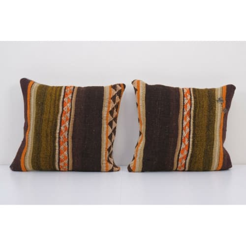 16" x 16" Sofa Kilim Square Pillow Cover | Cushion in Pillows by Vintage Pillows Store. Item made of wool