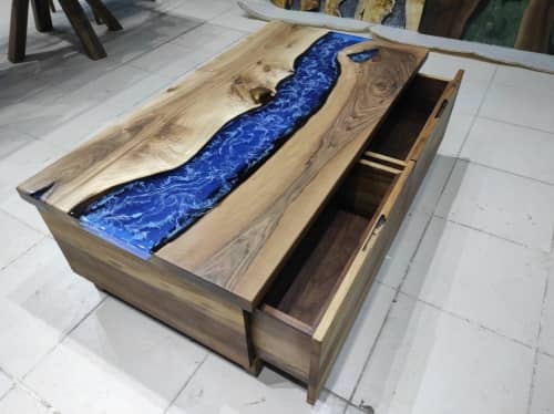 Epoxy Resin  Drawer Table, Luxury Sitting Groups | Dining Table in Tables by LuxuryEpoxyFurniture. Item composed of wood and synthetic