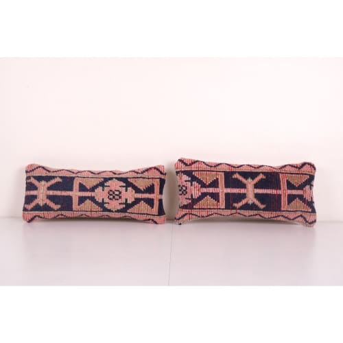 8Set of Two Oushak Rug Lumbar Pillow, Pair Ethnic Pillow Cov | Cushion in Pillows by Vintage Pillows Store