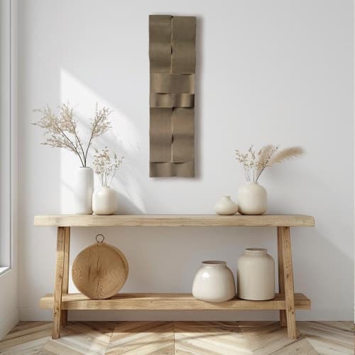 Modern 3D Textured Wall Art – Sandy Beige Sculptural Plaster Painting – Handmade Brown Home Decor – Unique Housewarming Gift | Wall Sculpture in Wall Hangings by Vaiva Art Atelier