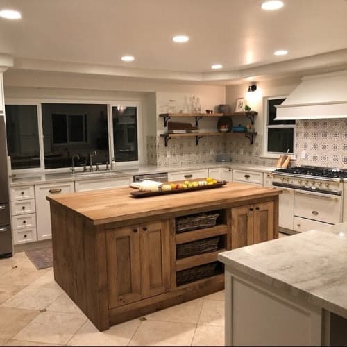 Model #1030 - Custom Double Sided Kitchen Island | Countertop in Furniture by Limitless Woodworking. Item composed of maple wood in mid century modern or contemporary style