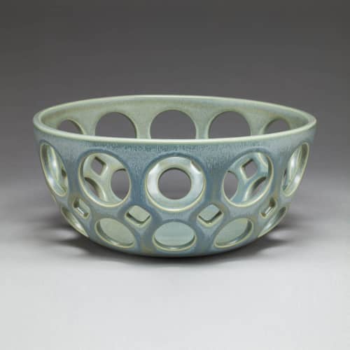 Round Openwork Fruit Bowl | Decorative Bowl in Decorative Objects by Lynne Meade. Item made of stoneware