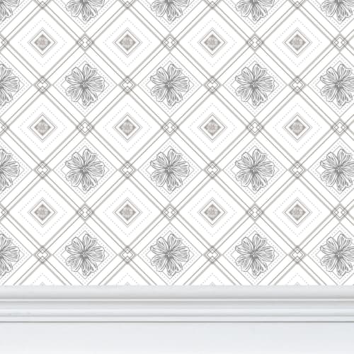 Trellis - Violet and Aster - Greyscale - Small Print | Wallpaper in Wall Treatments by Sean Martorana. Item composed of paper