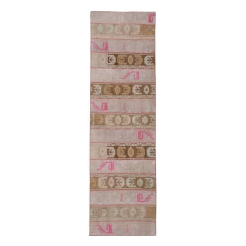 Small Faded Turkish Kitchen Runner 2'6" X 8'6" | Runner Rug in Rugs by Vintage Pillows Store. Item composed of cotton and fiber