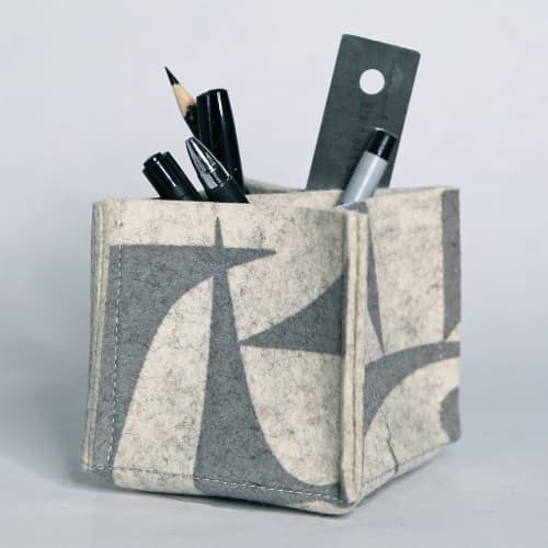 Pen/Pencil Desk Organizer GeoJazz Grey | Decorative Box in Decorative Objects by Lorraine Tuson