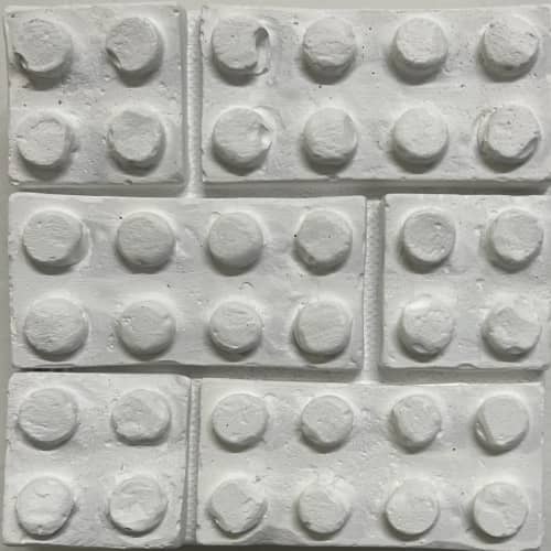 Bricks Large 4"x4" Horizontal | Mixed Media in Paintings by Emeline Tate. Item composed of canvas and synthetic