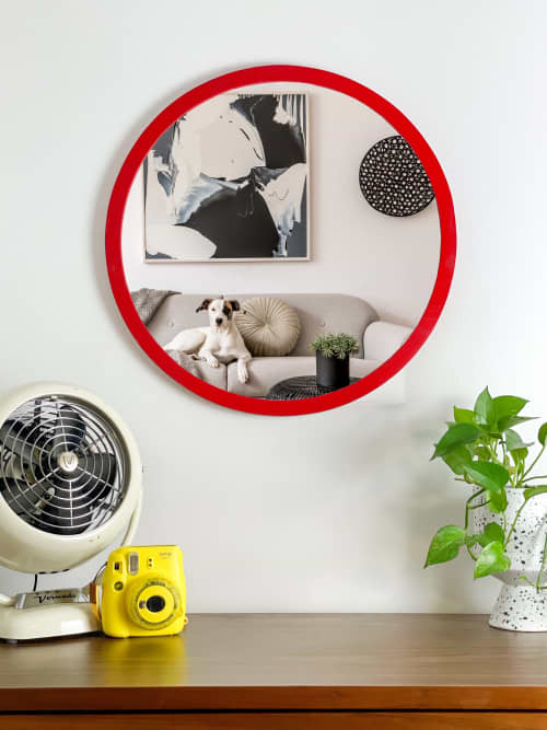 Painted Round Mirror | Decorative Objects by Dot & Rose. Item composed of oak wood and glass