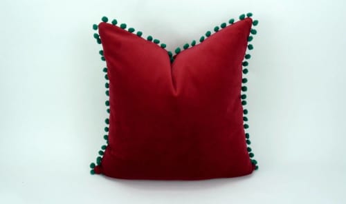 christmas pillow // festive decor // red and green pillow | Pillows by velvet + linen