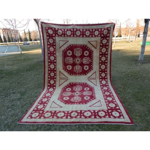 Traditional Turkish Oushak Gallery Carpet, Farmhouse Kitchen | Area Rug in Rugs by Vintage Pillows Store. Item composed of cotton & fiber