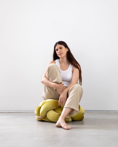 (M) Citron Knot Ottoman | Benches & Ottomans by Knots Studio