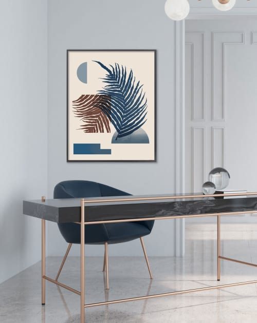 Minimal Abstract Print Botanical Collage and Geometric Shape | Prints by Capricorn Press. Item made of paper works with boho & minimalism style