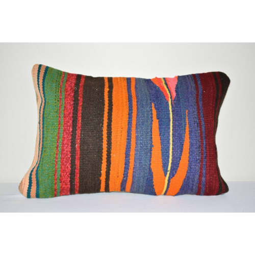 14" X 20" Vintage Turkish Lumbar Pillow | Cushion in Pillows by Vintage Pillows Store. Item made of wool
