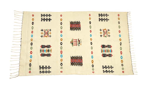 Handwoven wool rug | Small Rug in Rugs by Berber Art. Item made of cotton